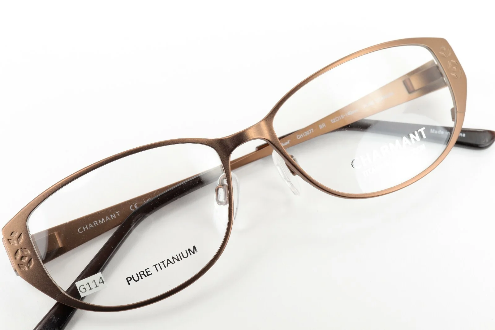 CHARMANT CH12077 BR Brown 52-15-140 Frames PURE TITANIUM Flex Hinge w/Case G114
