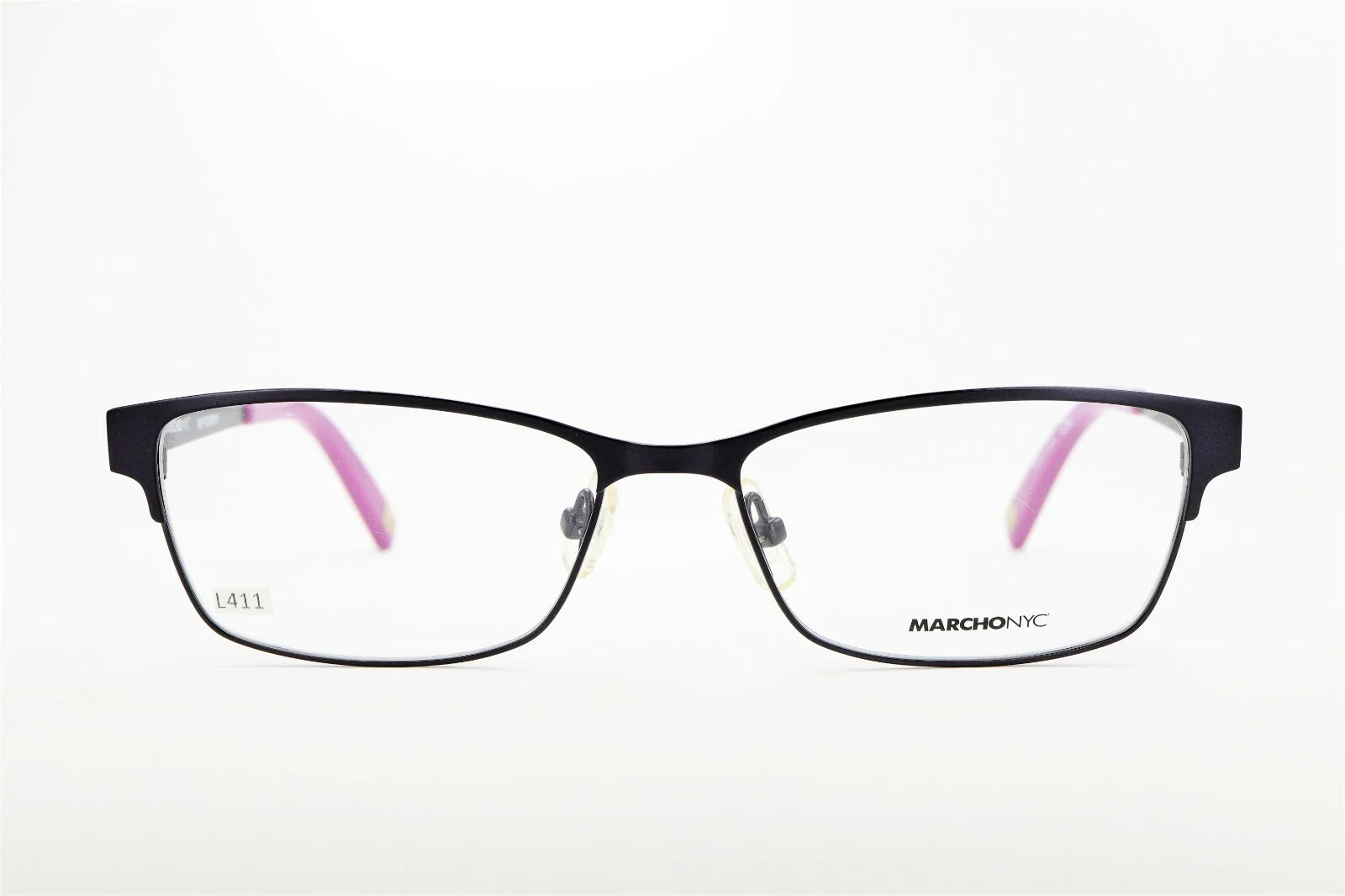 MARCHON NYC PAVILION 412 Satin Black / Purple 52-15-135 Eyeglass Frames L411 2