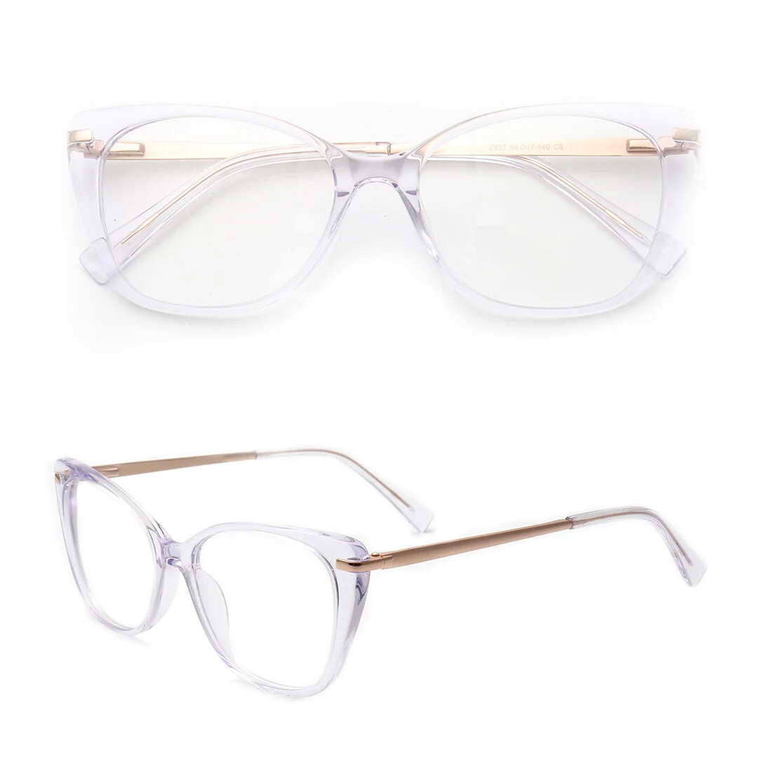 Multicolor Cat Eye Eyeglasses Womens Glasses Frames Metal Acetate Lightweight